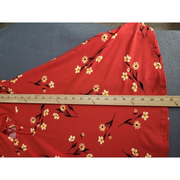 Red Floral Babydoll Cut Out Mini Sundress y2k skater Socialite sz M - Picture 6 of 12